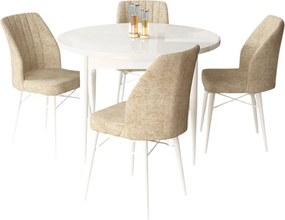 Dining Table &amp; Chairs Set (5 Pieces) Rox - White, Cream White
Cream