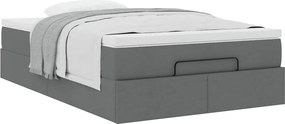 vidaXL Οθωμανικό κρεβάτι με στρώμα Σκούρο γκρι 120x200cm ύφασμα