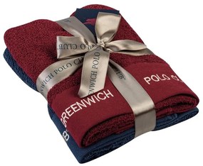 Πετσέτες 2665 (Σετ 2τμχ) Bordo-Blue Greenwich Polo Club Σετ Πετσέτες 50x90cm 100% Cotton