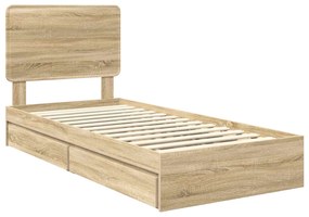 vidaXL Κρεβάτι Αποθήκης Δρύς Sonoma 90 x 190 cm Επεξεργασμένο ξύλο