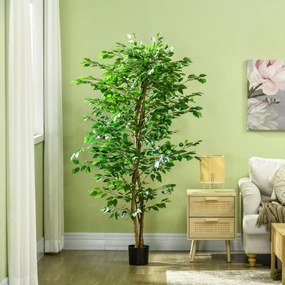 Τεχνητό δέντρο Ficus, Ρεαλιστικό, Εύκολη φροντίδα, Περιλαμβάνεται γλάστρα, Ύψος 180cm, Πράσινο