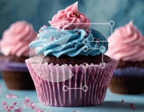 Intra Συλλεκτικό Ξύλινο Παζλ Plywood  4mm - Λαχταριστό Cupcake με Μπλε και Ροζ παγωμένο Σε Ξύλινο Κουτί - Διαστάσεις: 10x10 cm – 25 κομμάτια