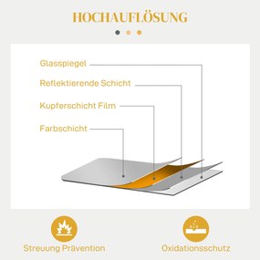 HOMCOM Επιτοίχιος Καθρέφτης, κομψός, 60x3x87cm, Χρυσός τόνος