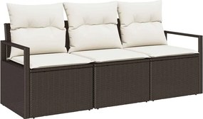 vidaXL Σετ Καναπέ 3 pcs Καφέ συνθετικό ρατάν