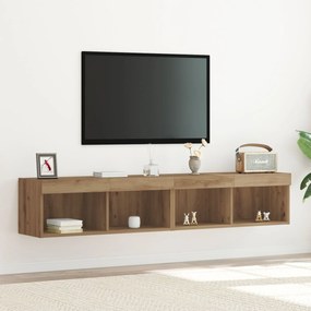 vidaXL Ντουλάπες Τηλεόρασης με LED Φώτα 2 τμχ Καρυδιά 80x30x30 εκ