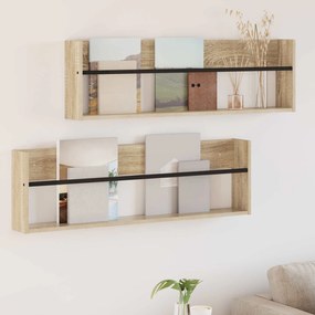 vidaXL Ράφι Περιοδικών με ράφι 2 pcs Δρύς Sonoma 100 x 12 x 30 εκ