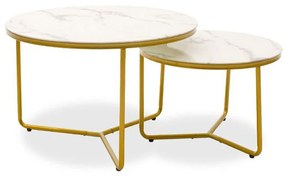 Τραπέζι Σαλονιού Paris (Σετ 2Τμχ) 029-000091 80x50/60x40cm White-Gold