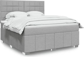 vidaXL Κρεβάτι Boxspring με Στρώμα Ανοιχτό Γκρι 180x200 εκ. Υφασμάτινο