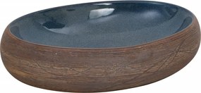 vidaXL Νιπτήρας Οβάλ Καφέ και Μπλε 59 x 40 x 15 εκ. Κεραμικός