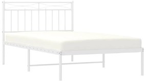 vidaXL Πλαίσιο Κρεβατιού με Κεφαλάρι Λευκό 100 x 200 εκ. Μεταλλικό