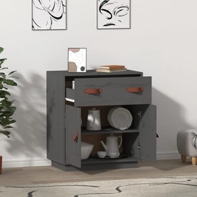 vidaXL Μπουφές Γκρι 65,5x40x75 εκ. από Μασίφ Ξύλο Πεύκου