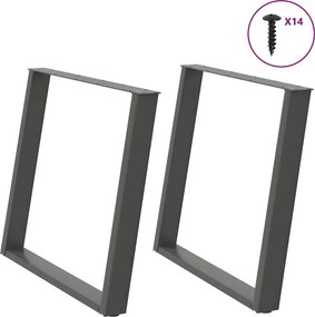 vidaXL Πόδια Τραπεζαρίας σε Σχήμα U 2 τεμ. Ανθρακί 90x(72-73) εκ. Ατσάλι