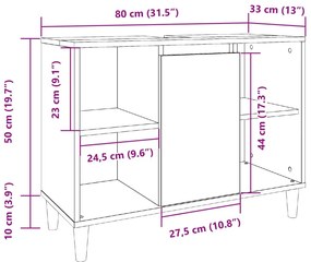 Ντουλάπι Μπάνιου Sonoma Δρυς 80 x 33 x 60 εκ. από Επεξεργ. Ξύλο - Καφέ