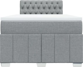vidaXL Κρεβάτι Boxspring με Στρώμα Ανοιχτό Γκρι 120x190 εκ. Υφασμάτινο