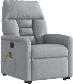 vidaXL Πολυθρόνα Μασάζ Ηλεκ. Ανακλινόμενη Ανύψωση Αν. Γκρι Υφασμάτινη
