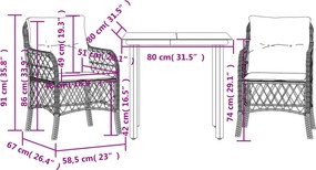 vidaXL Σετ Επίπλων Bistro 3 τεμ. Μικτό Μπεζ Συνθ. Ρατάν με Μαξιλάρια