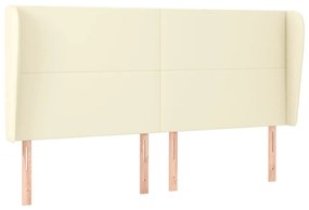 vidaXL Κεφαλάρι με Πτερύγια Κρεμ 183x23x118/128 εκ. Συνθετικό Δέρμα