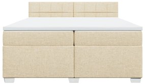 Κρεβάτι Boxspring με Στρώμα Κρεμ 200x200 εκ. Υφασμάτινο - Κρεμ