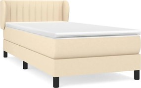 vidaXL Κρεβάτι Boxspring με Στρώμα Κρεμ 90x190 εκ.Υφασμάτινο
