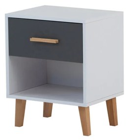 Κομοδίνο Timmy Λευκό-Γραφίτη-Γκρι 46.8x36x57.1cm