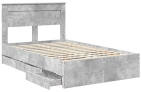 vidaXL Σκελετός Κρεβατιού Σκυρόδεμα Γκρι 135 x 190 cm Μηχανήματος Ξύλο