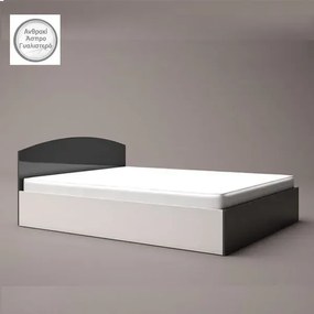 Κρεβάτι διπλό BLAKE με αποθηκευτικό χώρο και στρώμα 160x200cm, Άσπρο Γυαλιστερό / Ανθρακί γυαλιστερό 164x65x205cm-GRA106