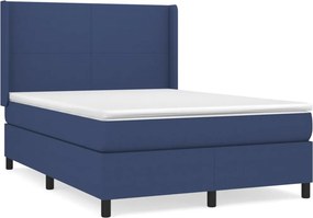 vidaXL Κρεβάτι Boxspring με Στρώμα Μπλε 140x190 εκ. Υφασμάτινο