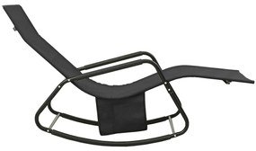 vidaXL Ξαπλώστρα Μαύρη από Ατσάλι και Textilene