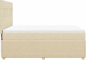 vidaXL Κρεβάτι Boxspring με Στρώμα Κρεμ 140x190 εκ. Υφασμάτινο