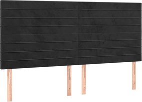 vidaXL Κρεβάτι Boxspring με Στρώμα Μαύρο 200x200 εκ. Βελούδινο