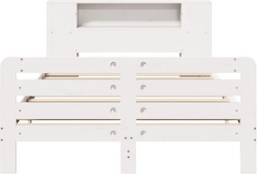 vidaXL Σκελετός Κρεβ. Χωρίς Στρώμα Λευκό 135x190 εκ Μασίφ Πεύκο