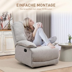 HOMCOM Πολυθρόνα Relax, Ανακλινόμενη, Άνετη, 89x101x105 cm, Γκρι