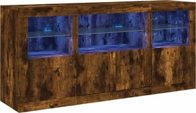 vidaXL Ντουλάπι με LED Καπνιστή Δρυς 142,5x37x67 εκ.