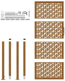 Πύλη κήπου 105x130 cm Σταυρός σχεδιασμού από διαβρωμένο χάλυβα - Καφέ
