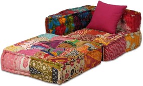 vidaXL Κάθισμα - Πουφ Διθέσιο Αρθρωτό Patchwork Υφασμάτινο