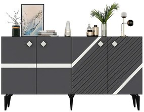 Μπουφές Iris 475OLV2756 150x40x79cm Anthracite-Silver Particle Board, Melamine