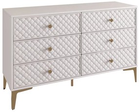 WOODWELL Ε7504,1LANA Συρταριέρα με 6 Συρτάρια, Απόχρωση Εκρού, με πρόσοψη Pu Καπιτονέ 120x40x80cm Ε7504,1