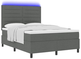 vidaXL Κρεβάτι με ελατήρια και στρώμα από την  με LED σε σκούρο γκρι, 160 x 200εκ, υφασμάτινο