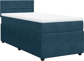 vidaXL Κρεβάτι Boxspring με Στρώμα Μπλε 100x200 εκ. Βελούδινο