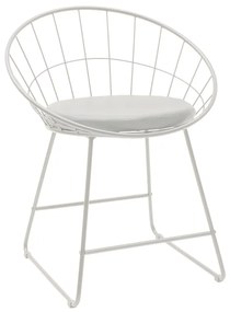 058-000059 Καρέκλα Seth pakoworld μέταλλο λευκό-μαξιλάρι PVC λευκό 58,0x50,0x71,0εκ METAL WIRE - PVC CUSHION WHITE, 1 Τεμάχιο