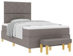 vidaXL Κρεβάτι Box Spring με Στρώμα & Πάγκο Ταουπέ 120x200 εκ Ύφασμα