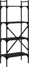 vidaXL Βιβλιοθήκη 4 Επιπέδων Μαύρη 56x31,5x138,5 εκ. Επεξεργ. Ξύλο