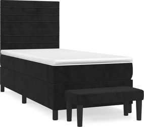 vidaXL Κρεβάτι Boxspring με Στρώμα Μαύρο 80 x 200 εκ. Βελούδινο