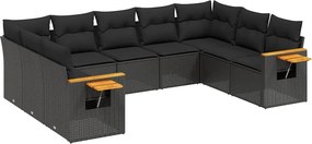 vidaXL Patio Sofa Set 9-θέσια Black
