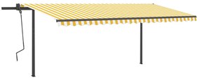 vidaXL Τέντα Συρόμενη Αυτόματη με Στύλους Κίτρινο / Λευκό 5 x 3,5 μ.
