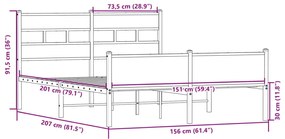 Πλαίσιο Κρεβατιού Χωρ. Στρώμα Sonoma Δρυς 150x200εκ. Επ. Ξύλο - Καφέ