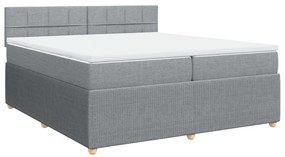 vidaXL Κρεβάτι Boxspring με Στρώμα Ανοιχτό Γκρι 200x200 εκ. Υφασμάτινο