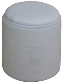 Σκαμπό-μπαούλο Batur pakoworld μπουκλέ ύφασμα σε λευκή απόχρωση Φ34x38εκ