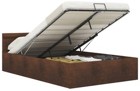 vidaXL Πλαίσιο Κρεβατιού με Αποθ. Χώρο/LED Καφέ 120x200 εκ. Ύφασμα