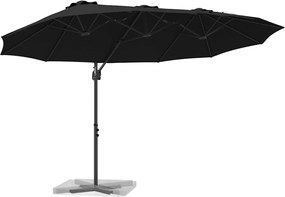 vidaXL Ομπρέλα ηλίου Μαύρο 372 x 198 x 243 εκ